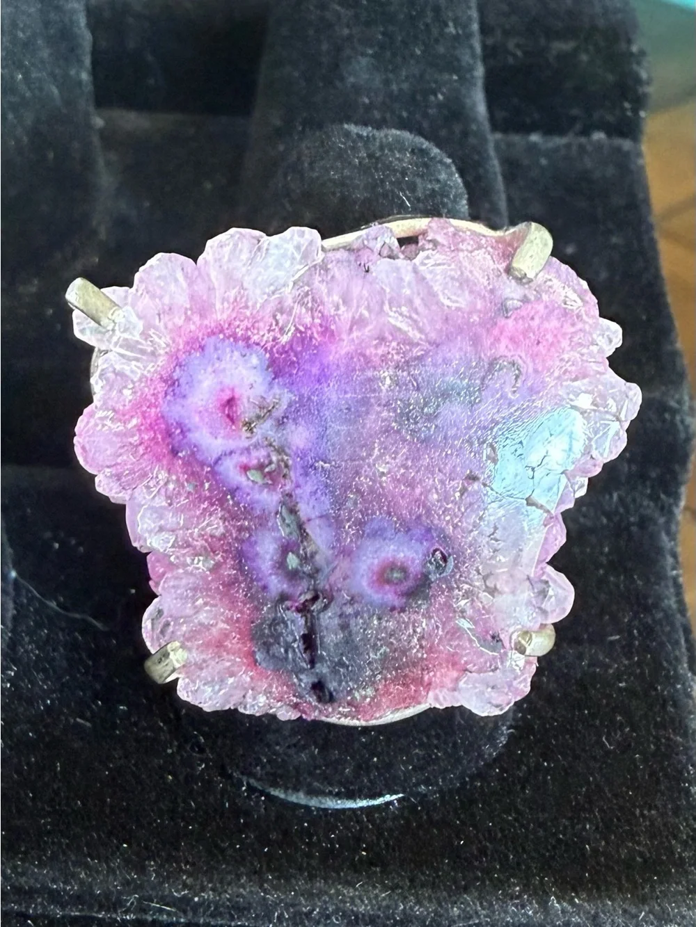 Pink and Purple Druzy Statement Ring - Women Jewelry